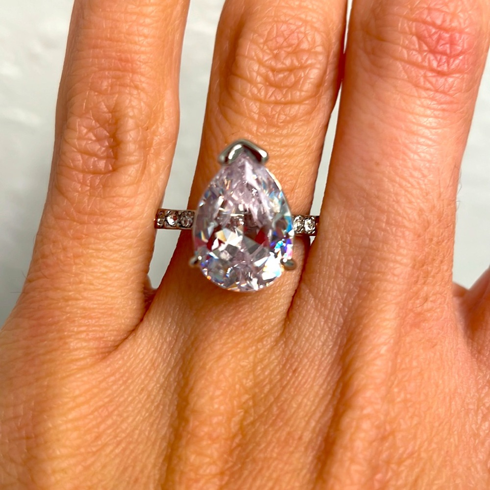 925 Sterling silver white sapphire ring Size 7.5